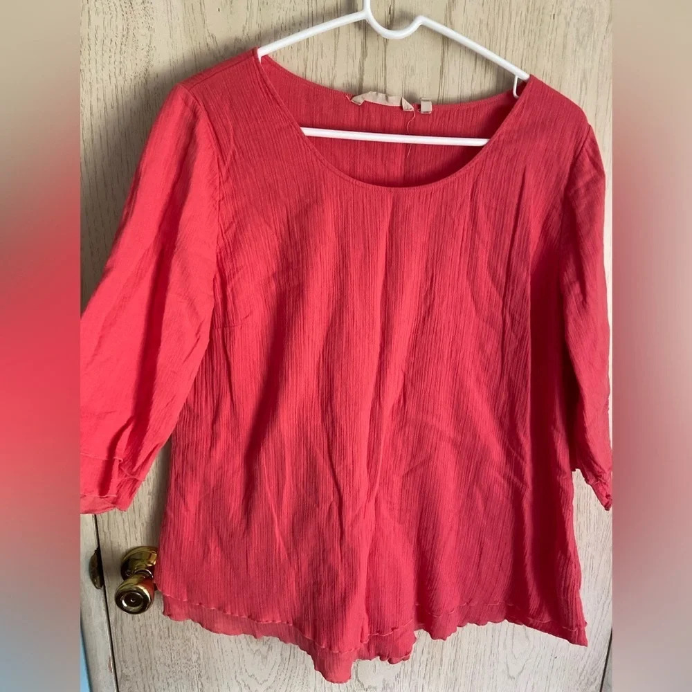 🩵 Soft Surroundings Double Gauze Coral blouse Too Sz Large